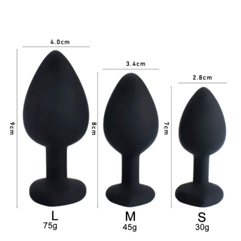 Anal Plug Set 3 silicone w/gem
