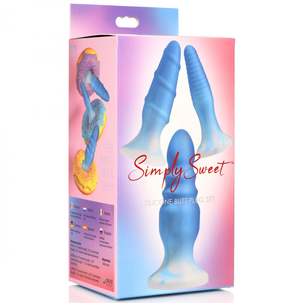 3 Piece Blue Silicone Butt Plug