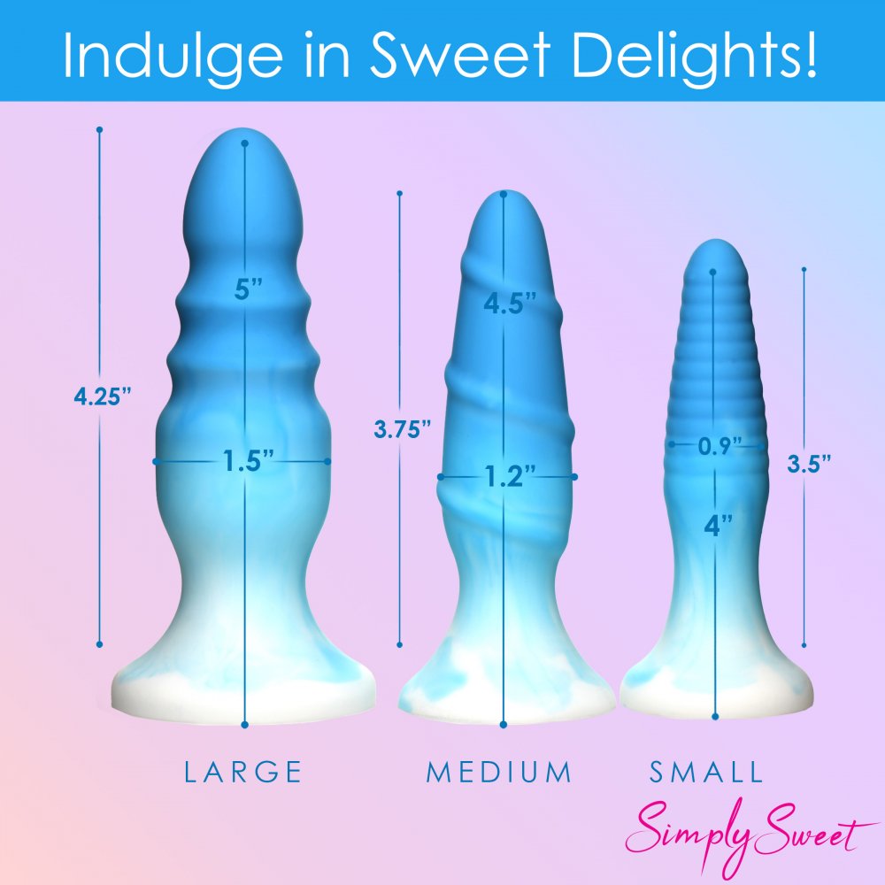 3 Piece Blue Silicone Butt Plug