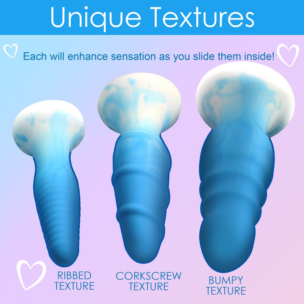 3 Piece Blue Silicone Butt Plug