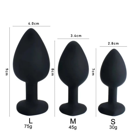 Anal Plug Set 3 silicone w/gem